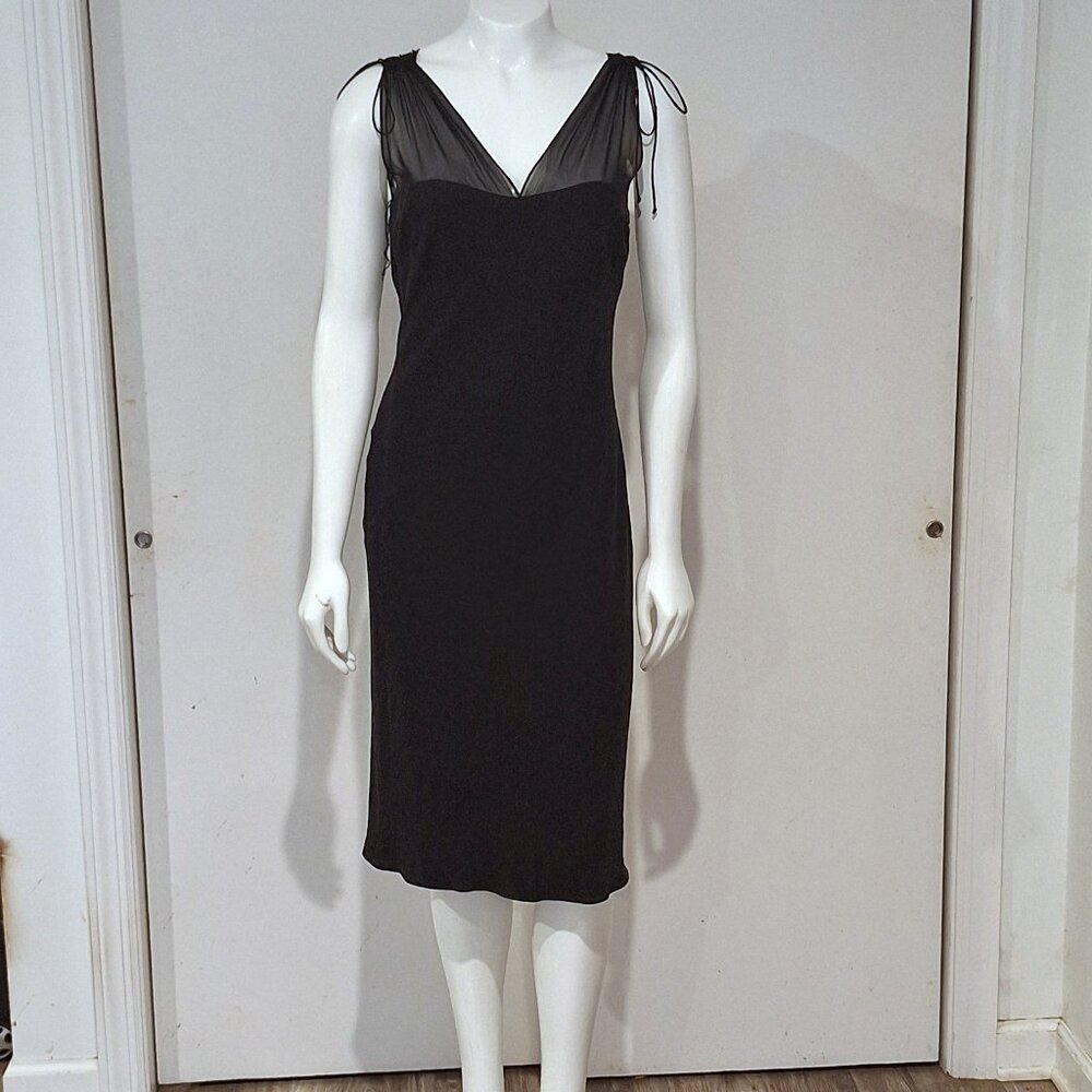Black silk sleeveless knee length formal dress